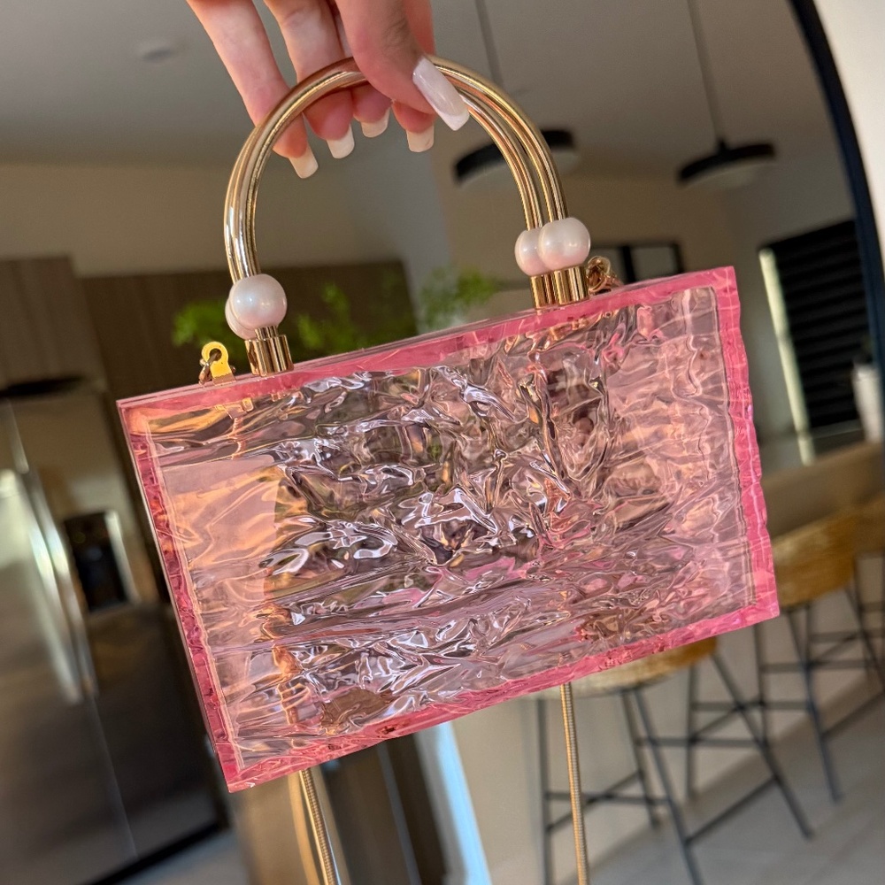 Pink Transparent Clutch Bag